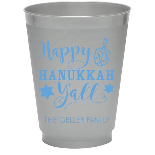 Happy Hanukkah Y'all Colored Shatterproof Cups